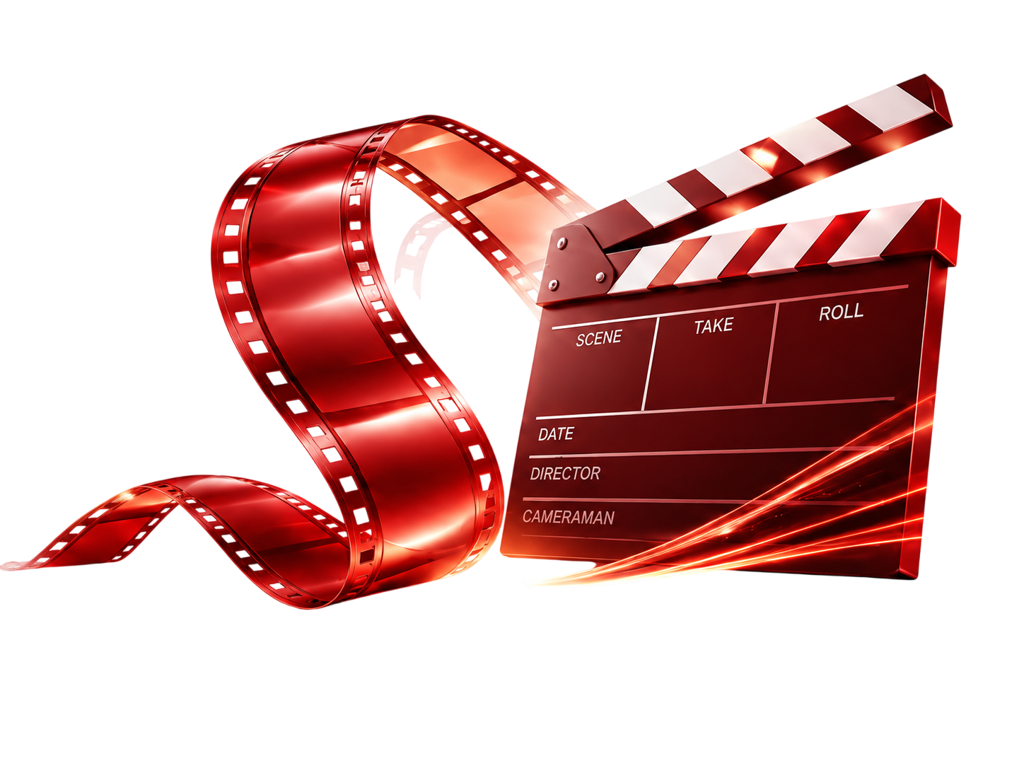Cinema — film reel and clapperboard